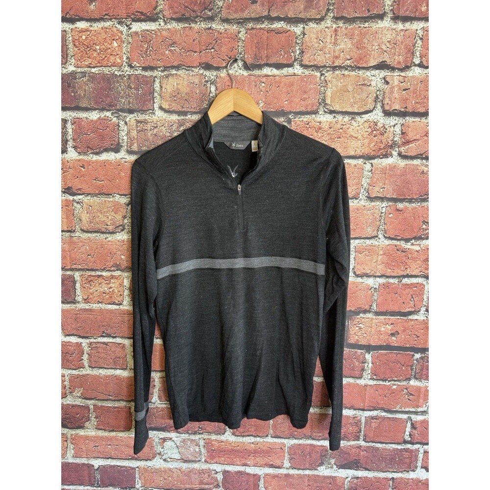 Ibex Merino Wool 1/4 Zip Pullover Sweater Size S Gray Base Layer Outdoor Hiking